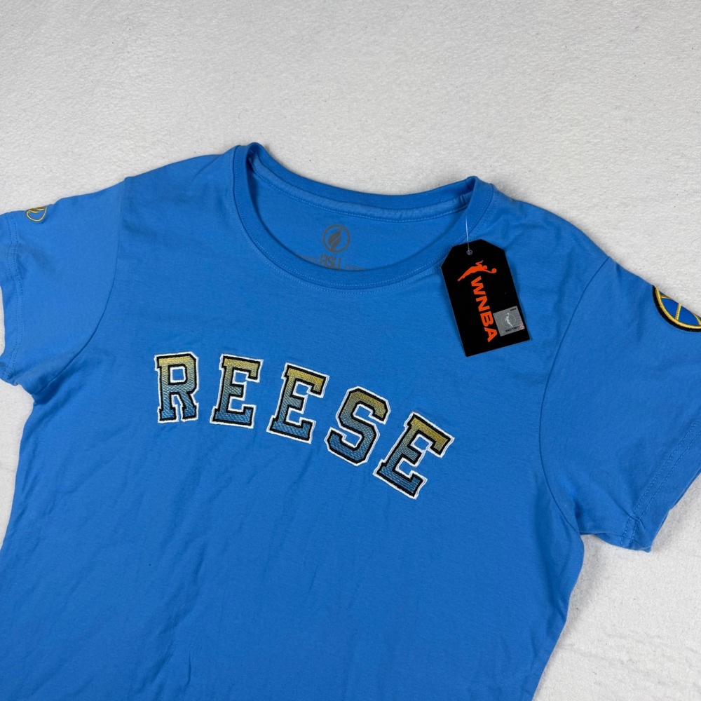 FISLL Angel Reese Chicago Sky WNBA‎ Player Name Number Tee Blue Women Large NWT